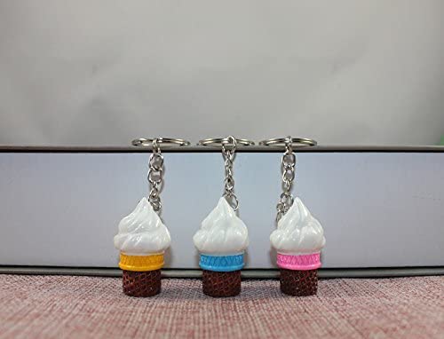 Airgoesin 20pcs Keychain Key Ring Hang Ice Cream Shape Cute Shop Promo Gift