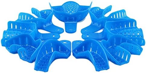 Dental Impression Trays Blue Plastic Denture Instrument 9pcs