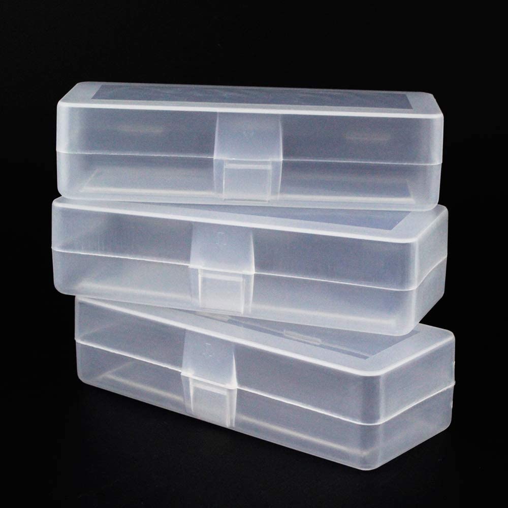 Airgoesin 4pcs Small Storage Box Container Desktop Organizer with Lid for Keeping Small Parts, Coints, Screws, Bead, Pencils, Q-Tip, Ornaments, Pills, Herbs, Jewelry Findings (2pcs L + 2pcs S)
