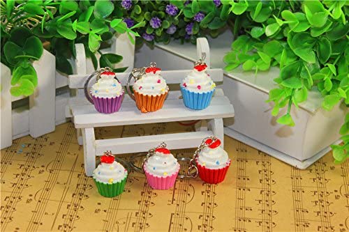 Airgoesin 20pcs Keychain Key Ring Hang Cupcake Cake Shape Cute Shop Promo Gift Charms