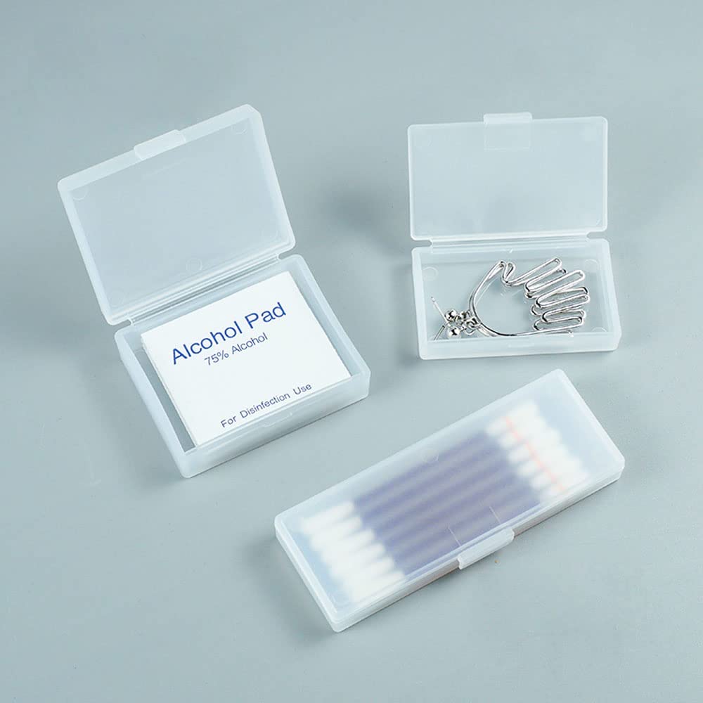Airgoesin Portable Mini Storage Box Container Desktop Organizer with Lid for Keeping Cotton Swab, Dental Floss Picks, Alcohol Pad, Craft, Purse Odds & Ends, Pills, Ornament, Small Parts, Pack of 3