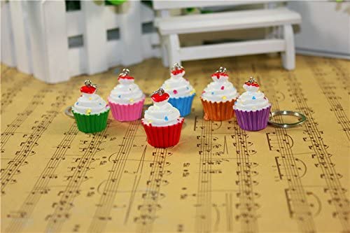 Airgoesin 20pcs Keychain Key Ring Hang Cupcake Cake Shape Cute Shop Promo Gift Charms