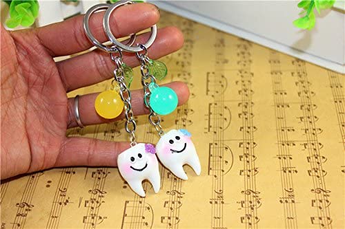 Airgoesin 20pcs Keychain Key Ring Hang Tooth Shape Dental Clinic Gift Christmas Holiday Charms for Kids Birthday Party Favors & School Carnival Prizes