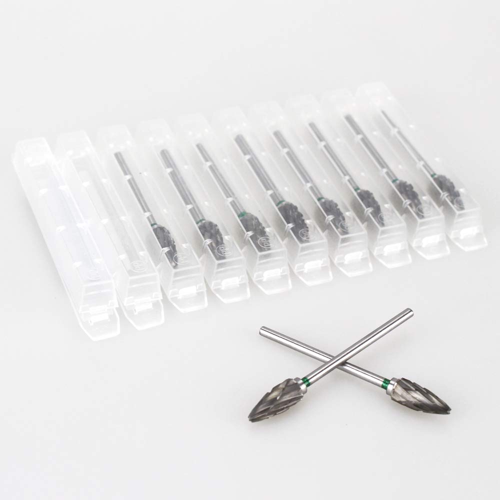 Airgoesin 10pcs Cutting Burs Grinding Drill Polisher Tungsten Carbide HP 2.35mm Shank Diameter Rotary Tool