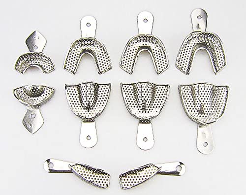 10pcs Impression Trays,Dental Full Stainless Steel Impression Trays