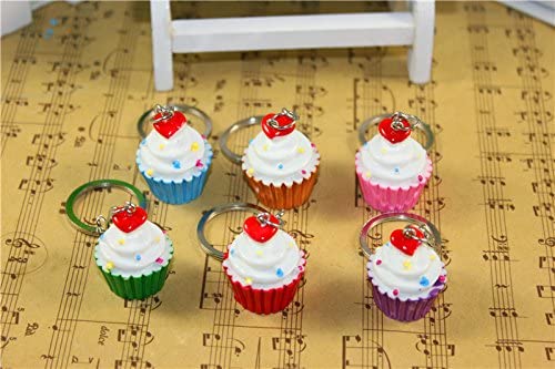 Airgoesin 20pcs Keychain Key Ring Hang Cupcake Cake Shape Cute Shop Promo Gift Charms