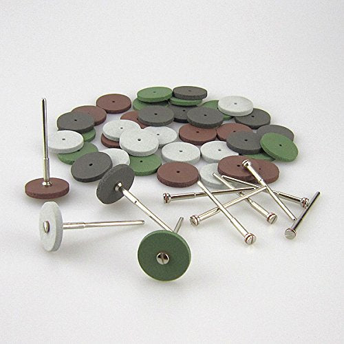 40 Mixed Lab Beauty Silicone Rubber Polishing Wheels+10 Mandrel Shank