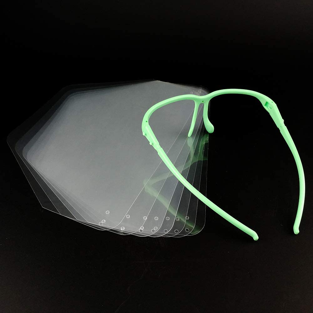 Airgoesin Anti Fog Eyewear Adjustable Full Safety Protective Face Shield with 10 Clear Detachable Visor Wear on Eyes Protective