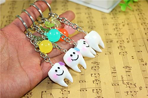 Airgoesin 20pcs Keychain Key Ring Hang Tooth Shape Dental Clinic Gift Christmas Holiday Charms for Kids Birthday Party Favors & School Carnival Prizes