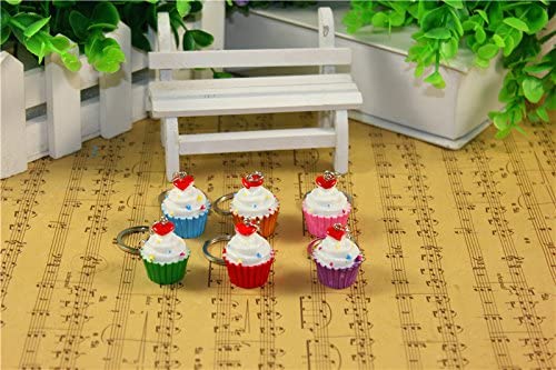 Airgoesin 20pcs Keychain Key Ring Hang Cupcake Cake Shape Cute Shop Promo Gift Charms