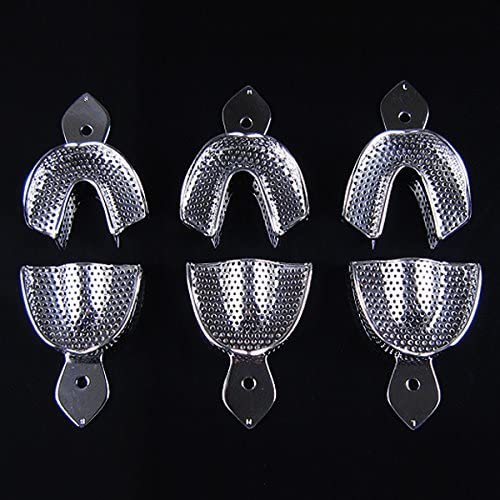 6 Dental Impression Tray Set Solid Denture Instruments
