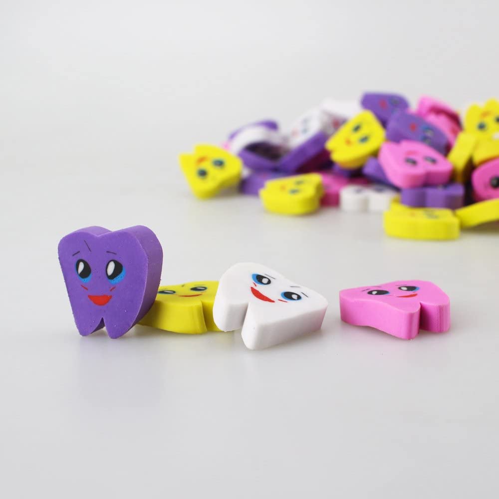 Airgoesin 50pcs Molar Shaped Tooth Rubber Erasers for Dentist Dental Clinic School Gift