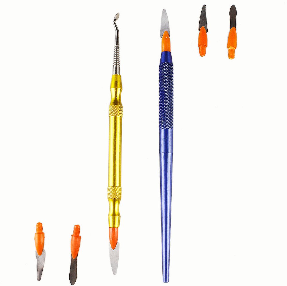 Airgoesin 2 Sets Denture Ceramic Porcelain Sculpturing Knife Spatula Blade Dental Tool