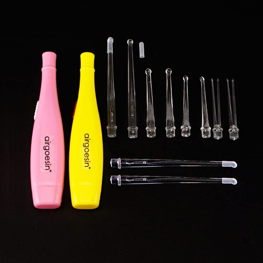 Airgoesin 2 Lighted Tonsil Stone Remove Tool, 10 Tips, Tonsillolith Pick + Case Oral Clean Longer Attachment
