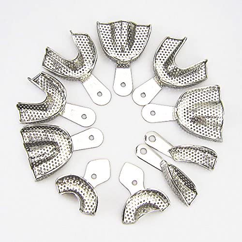 10pcs Impression Trays,Dental Full Stainless Steel Impression Trays
