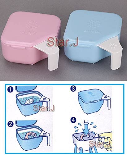 2pcs Dental Denture Box Retainer Orthodontic Dental Case Tray & Rinsing Basket