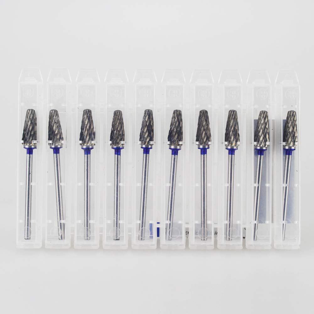Airgoesin 10pcs Burs Cutter Drill Polishing Grinding Tungsten Carbide HP Shank Diameter 2.35mm Rotary Tool