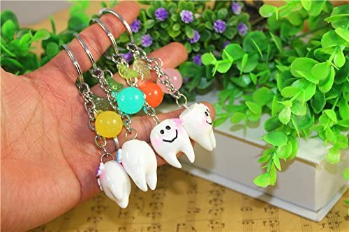 Airgoesin 20pcs Keychain Key Ring Hang Tooth Shape Dental Clinic Gift Christmas Holiday Charms for Kids Birthday Party Favors & School Carnival Prizes