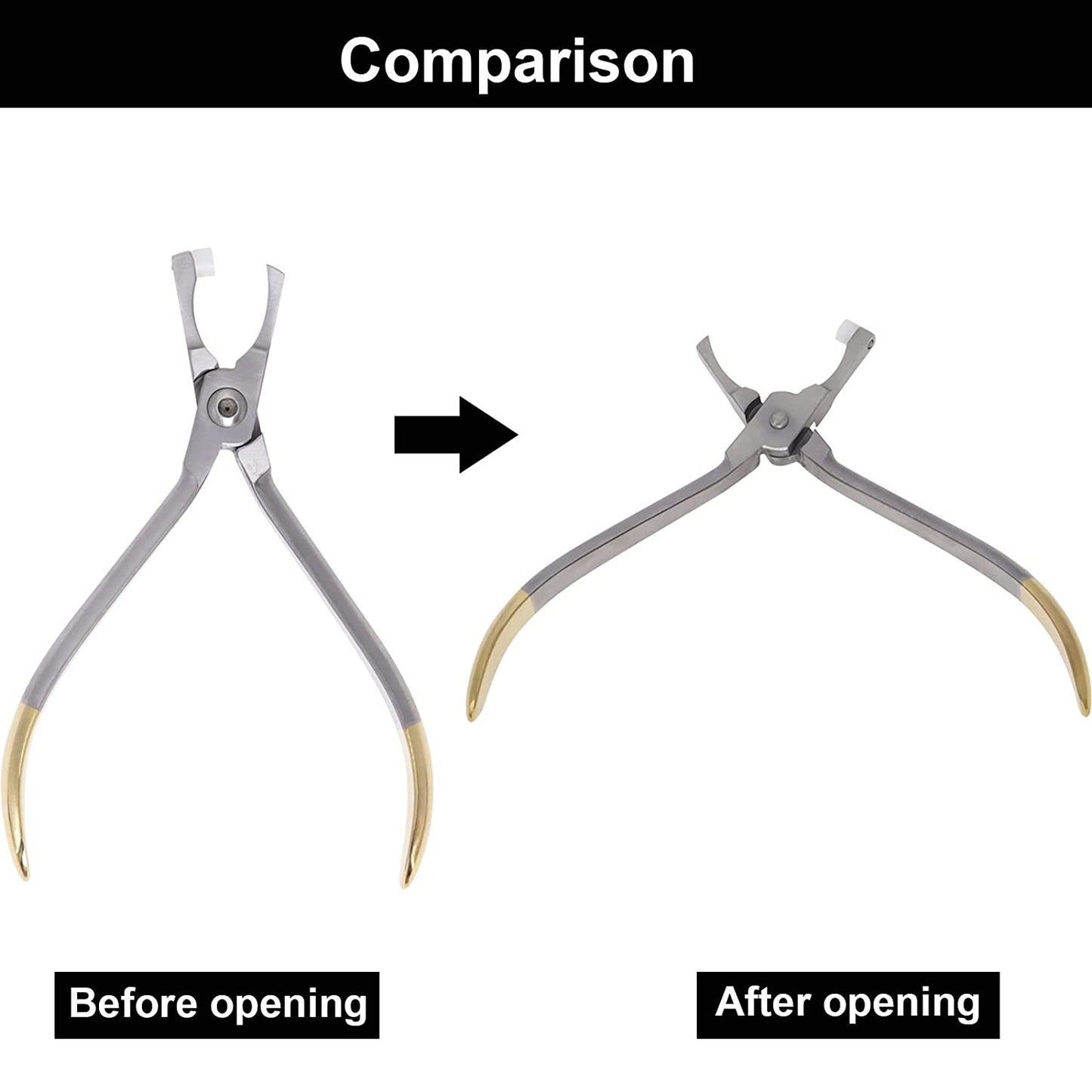 Orthodontic Band Removing Pliers, Molar Band Remover Pliers Stainless Steel with White Removable Cap for Brackets Straps Wires