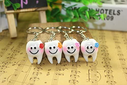Airgoesin 20pcs Keychain Key Ring Hang Tooth Shape Cute Promo Dental Gift