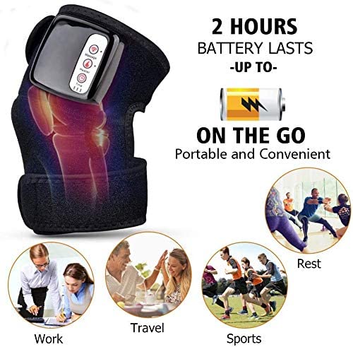 Heated and Vibration Knee Massager Brace Wrap, Electric Heating Vibration Knee Joint Pad Brace Massage Therapy Legs Massager