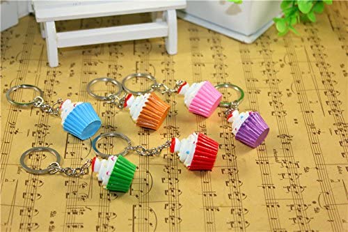 Airgoesin 20pcs Keychain Key Ring Hang Cupcake Cake Shape Cute Shop Promo Gift Charms