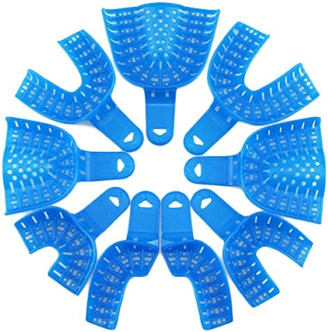 Dental Impression Trays Blue Plastic Denture Instrument 9pcs