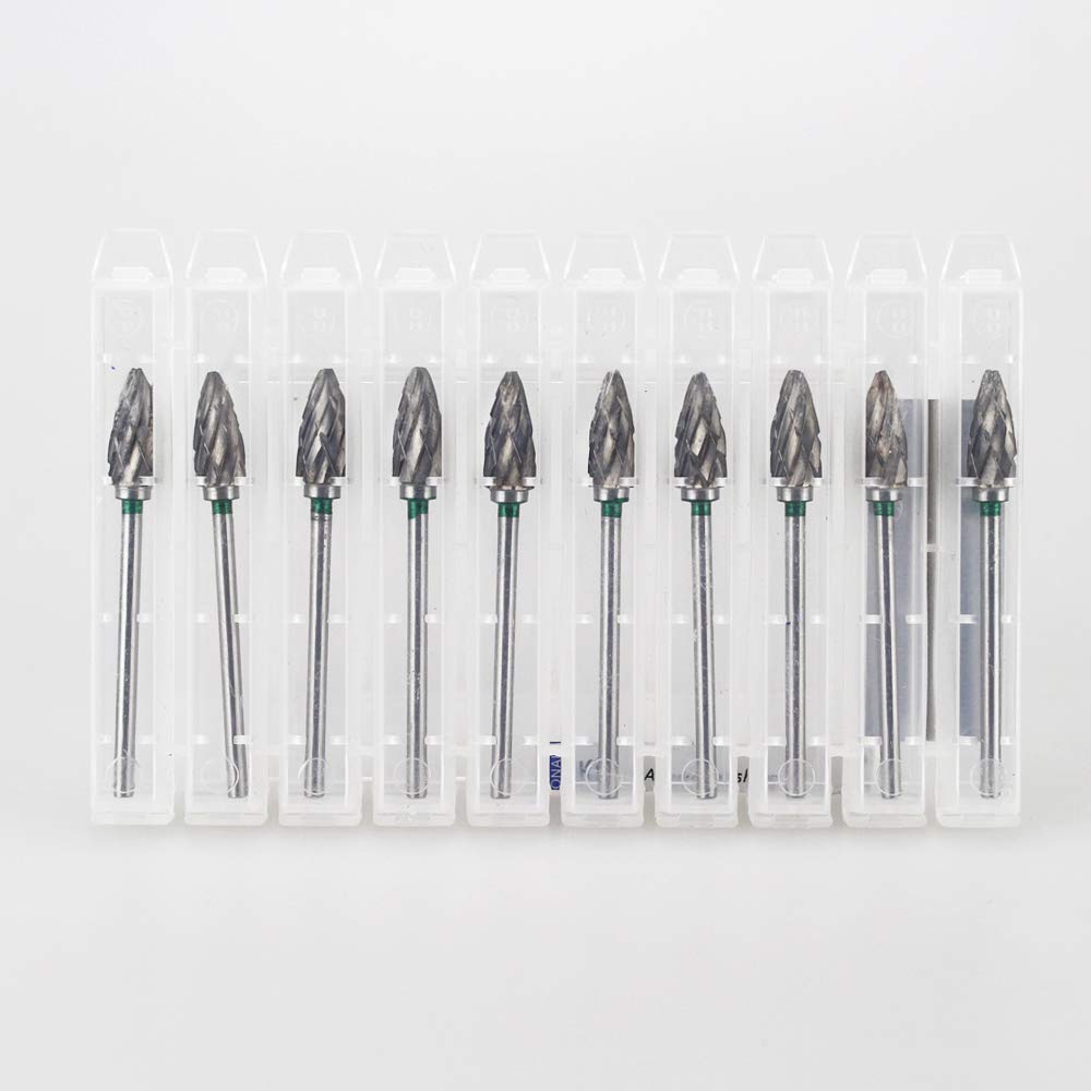 Airgoesin 10pcs Cutting Burs Grinding Drill Polisher Tungsten Carbide HP 2.35mm Shank Diameter Rotary Tool