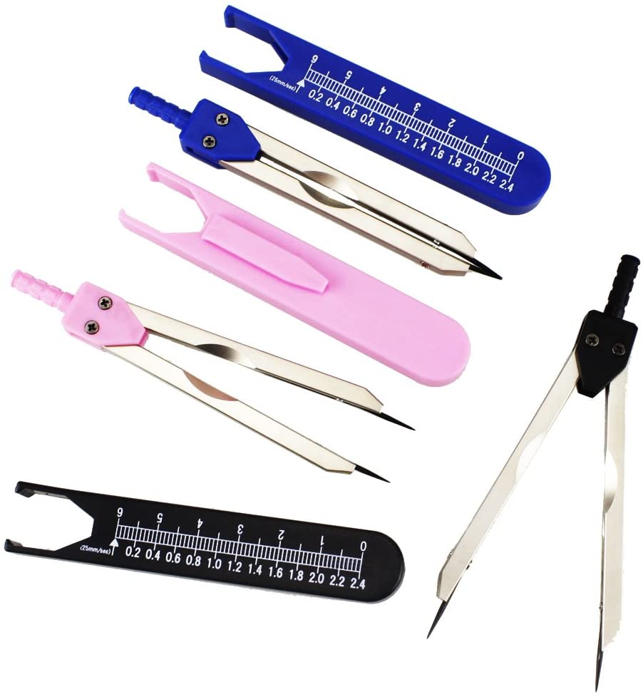 Airgoesin ECG EKG Calipers with Ruler for Electrocardiogram Drafting Divider, Assorted Color, 3pcs/Pack