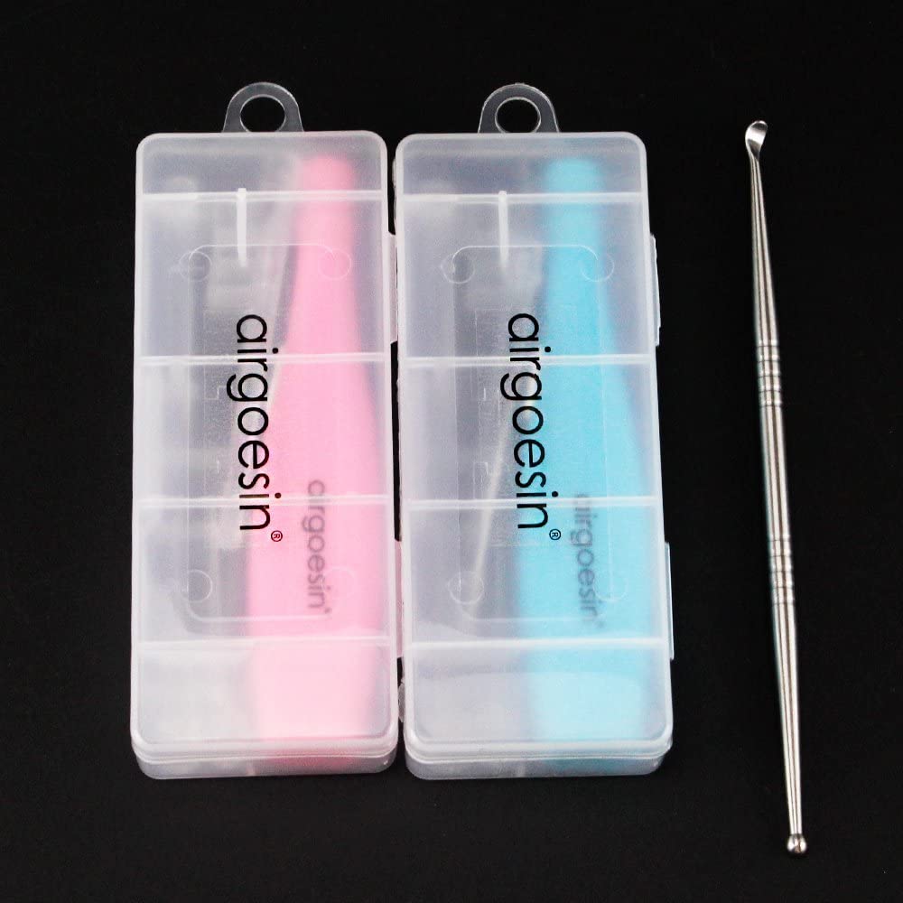 Airgoesin Tonsil Stone Removing Tool LED Light, 2 Color Assorted with Case, 1 Stainless Steel Tonsil Tonsillolith Pick Oral Care