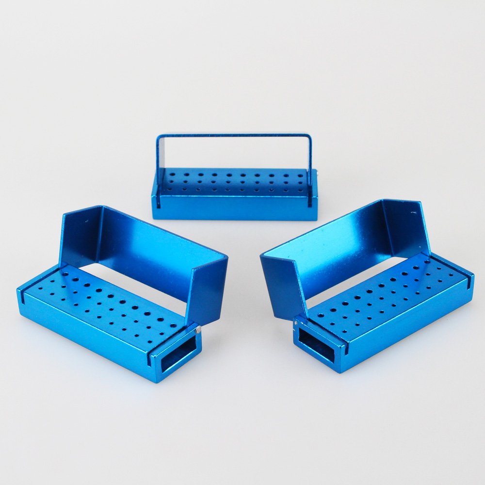 Airgoesin 3pcs FG RA Drills Polisher Holder Block Case Organizer Alumimum Instrument