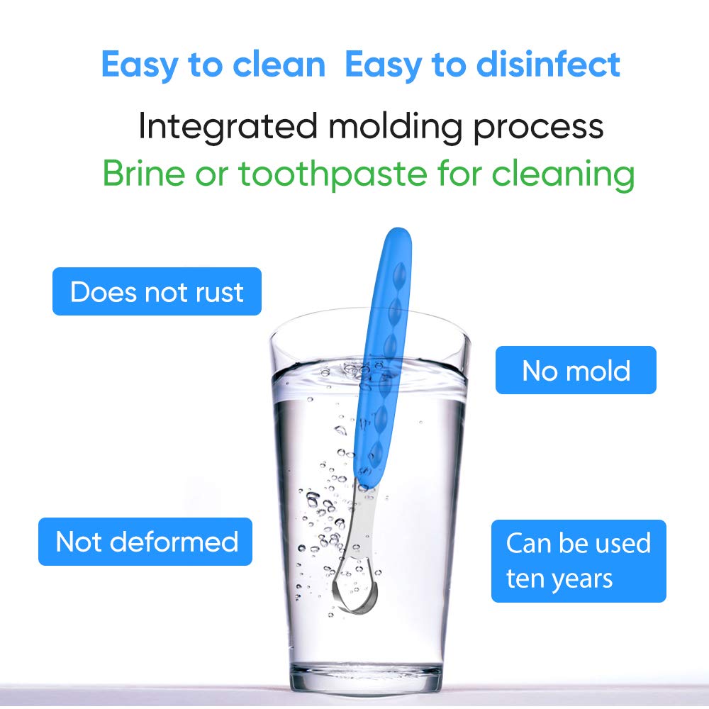 Airgoesin Tongue Scraper Cleaner Medical Grade Metal Tongue Brushes Set for Fresh Breath Dental (4 pcs)