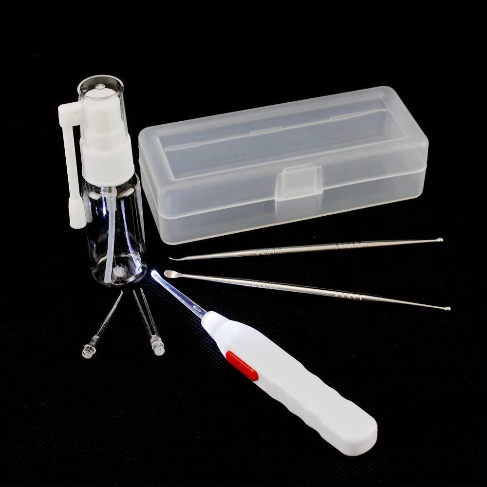 Airgoesin 2pcs Tonsil Stone Removal Pick Tonsillolith Premium Tool Stainless Steel Oral Cleaner + Mist Pumping Bottle + Storage Case