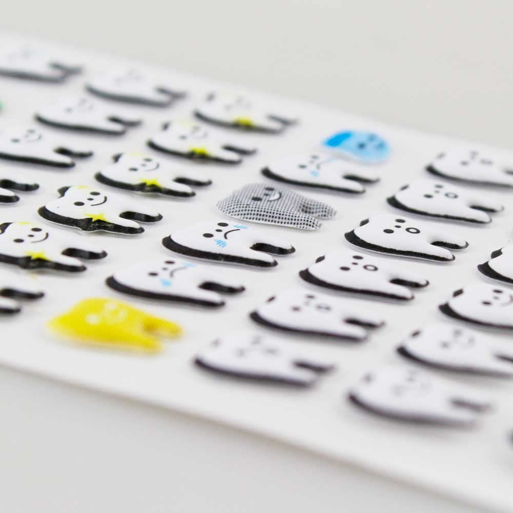 airgoesin 77pcs/Sheet Molar Shaped Cartoon Tooth Puffy Paper Sticker Dental Clinic Gift