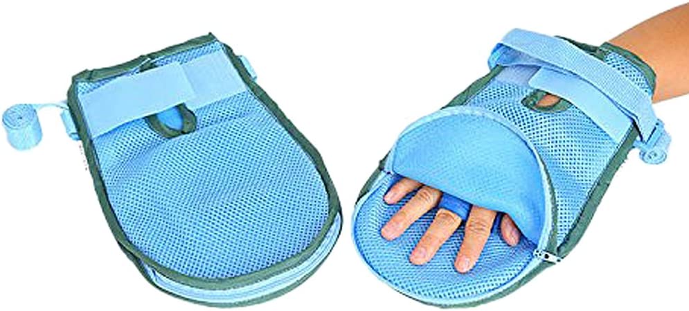 Airgoesin Medical Restricted Gloves Mitts Patient Hand Finger Straps Brace Restraint Constraint Control Belts Anti-Scratching Anti-Pull Tube Restless Self Harm Protector (Small, Left)