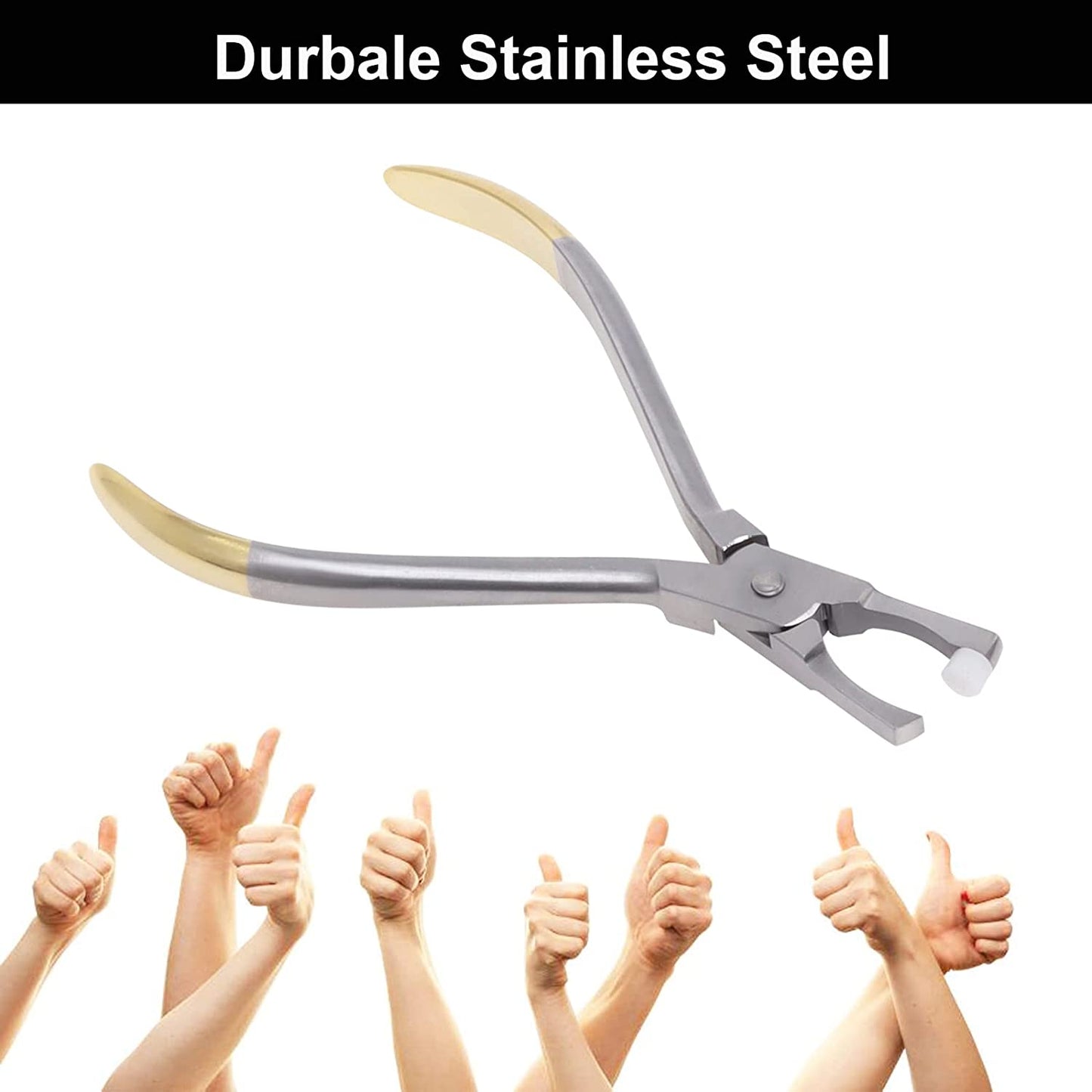 Orthodontic Band Removing Pliers, Molar Band Remover Pliers Stainless Steel with White Removable Cap for Brackets Straps Wires