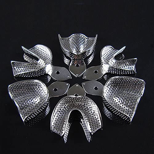 6 Dental Impression Tray Set Solid Denture Instruments