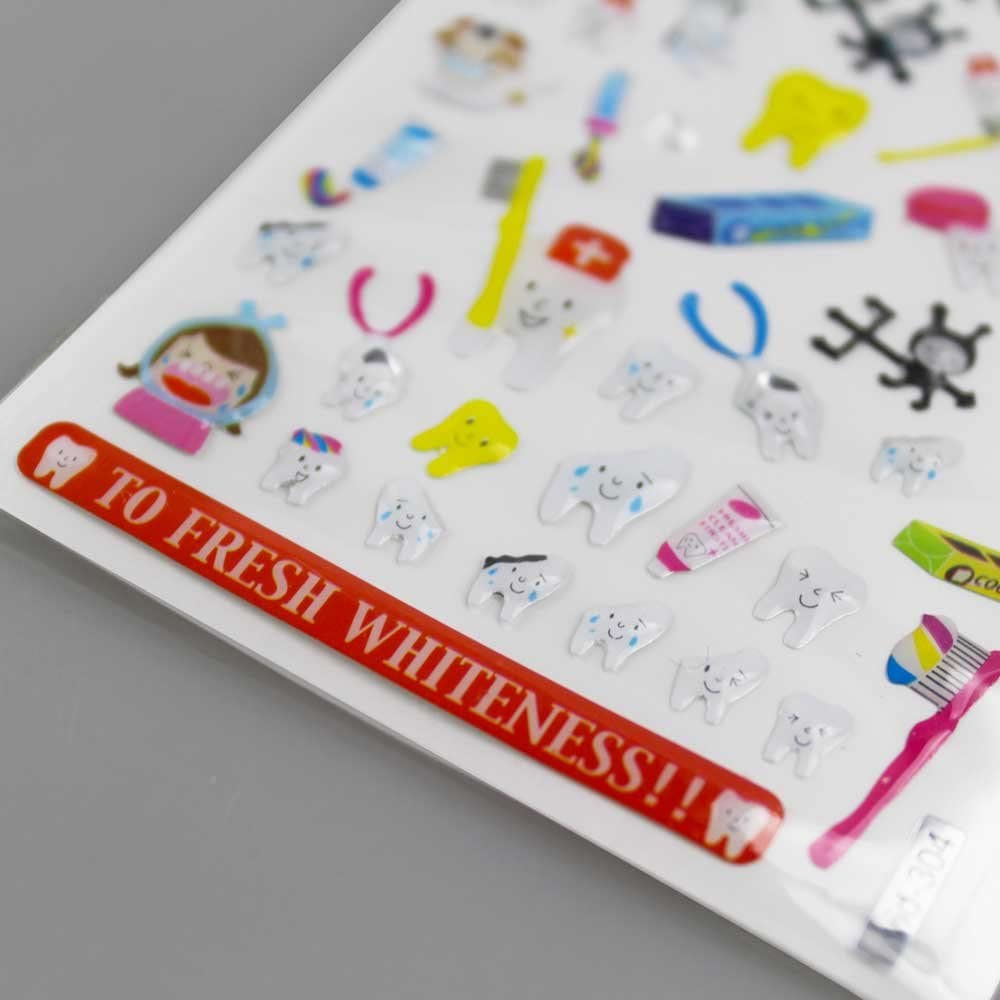 airgoesin 5-Sheet Molar Shaped Cartoon Tooth Paper Stickers Label Dentist Dental Gift