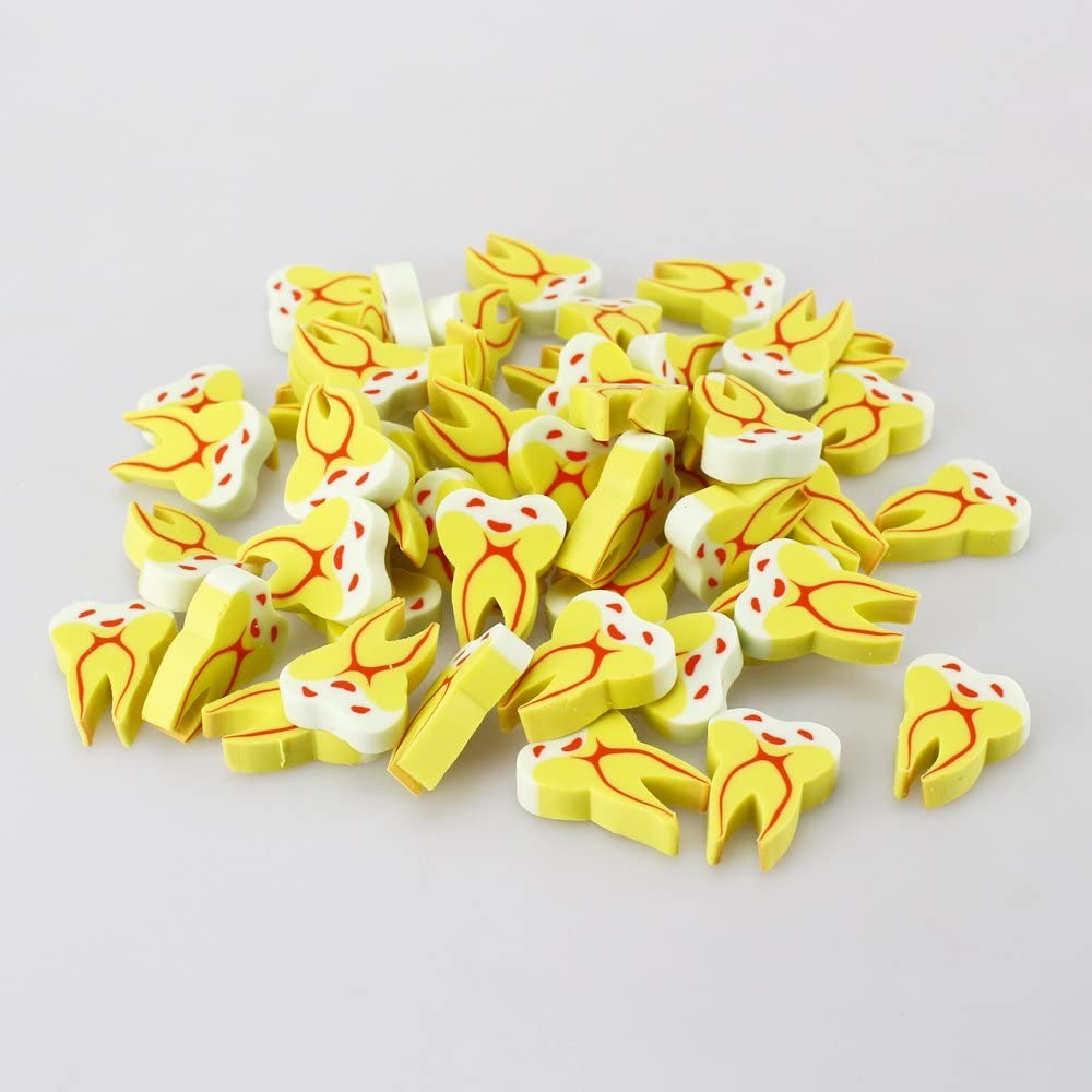 Airgoesin 50pcs Molar Shaped Tooth Rubber Erasers Dental Clinic Kid Stationery Gift