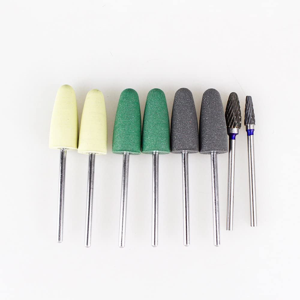 Airgoesin 8pcs Hp Acrylic Grinding Polishing Burrs Holder Polisher Rotary + Polishing Wheel