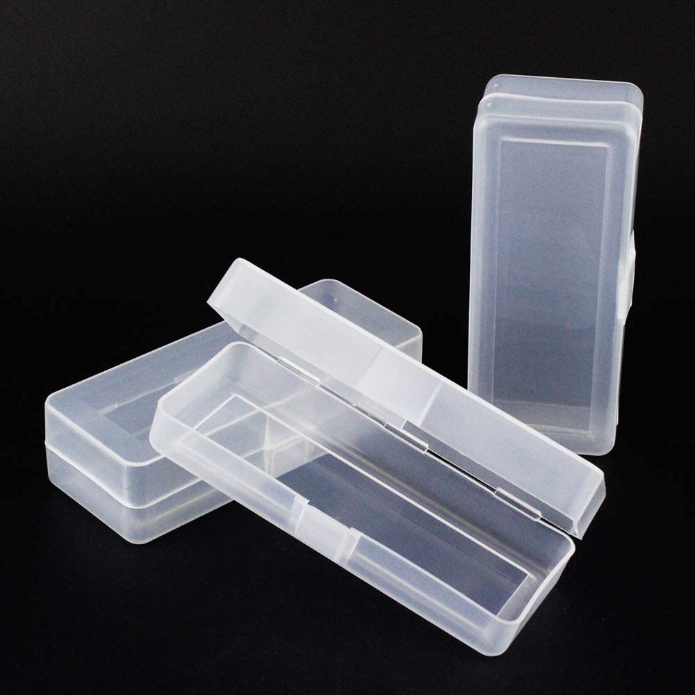 Airgoesin 4pcs Small Storage Box Container Desktop Organizer with Lid for Keeping Small Parts, Coints, Screws, Bead, Pencils, Q-Tip, Ornaments, Pills, Herbs, Jewelry Findings (2pcs L + 2pcs S)