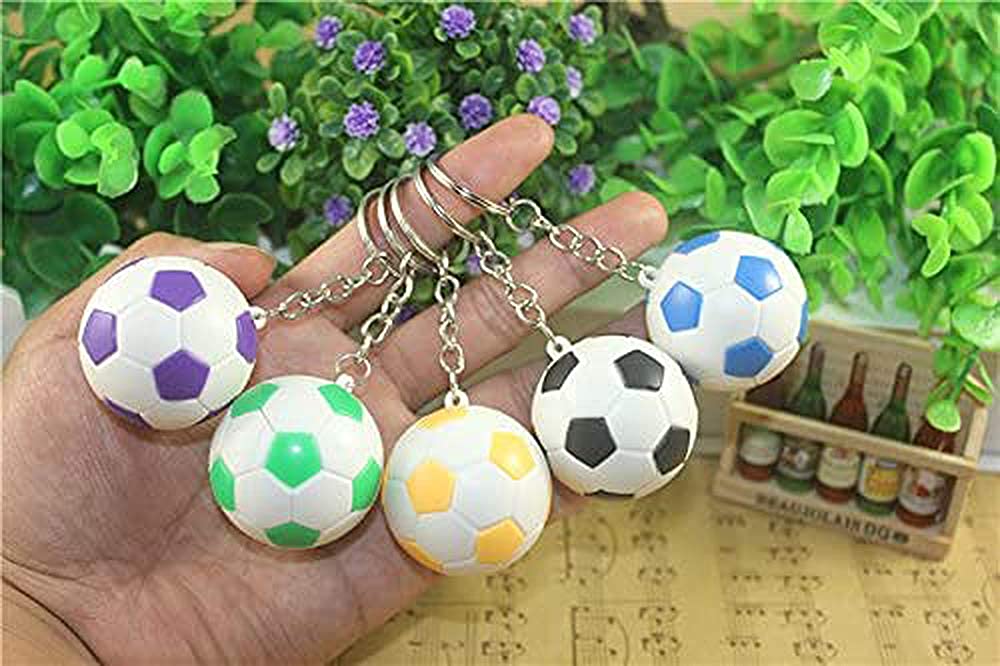 Airgoesin 10pcs Soccer Keychains Ball Sports Soccer Key Chain for Boys School Carnival Reward Backpack, Purse, Luggage, Sports Themed Party Favors, Goodie Bag Fillers Team Gifts