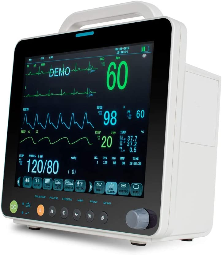 ECG Monitor Portable LCD Display 12 inch 6 Parameter Electrocardiographs Machine, 4-8D