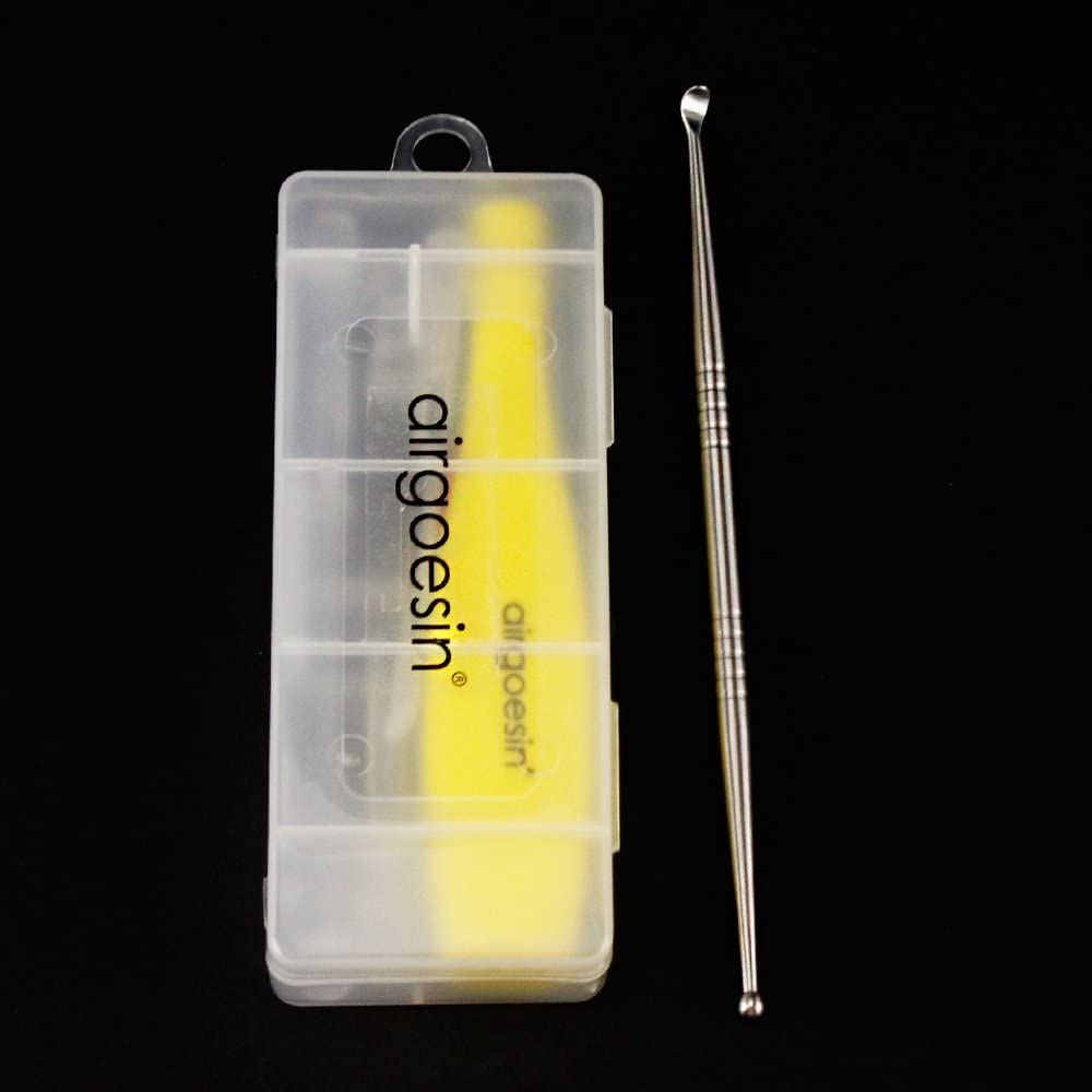 Airgoesin Upgraded Lighted Tonsil Stone Removing Tool, Yellow Color, with 5 Tips | 1 Long Stainless Steel Tonsillolith Pick