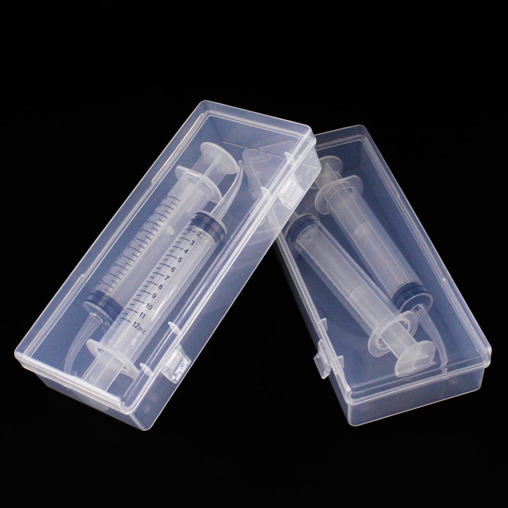 Airgoesin Graduated Dental Irrigation Syringe Oral Irrigator with Curved Tips for Crowns, Bridges, Tonsil Stone, Socket Cavity 12ml Measue and Fill with Box (4 Syringes and 2 Boxes)