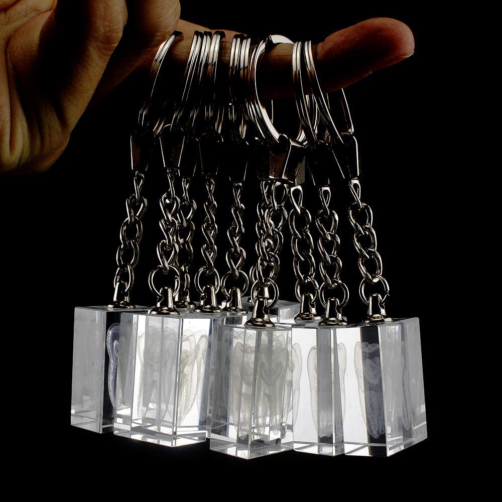 Airgoesin 12pcs Keychain Key Ring Hang Crystal Tooth Shape Cute Promo Dental Clinic Gift Rewards Prizes