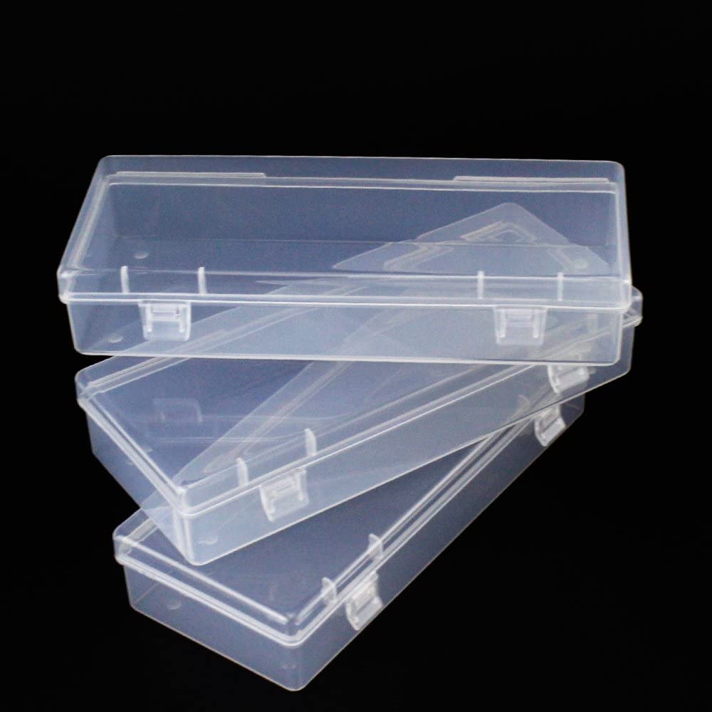 Airgoesin 4pcs Small Storage Box Container Desktop Organizer with Lid for Keeping Small Parts, Coints, Screws, Bead, Pencils, Q-Tip, Ornaments, Pills, Herbs, Jewelry Findings (2pcs L + 2pcs S)