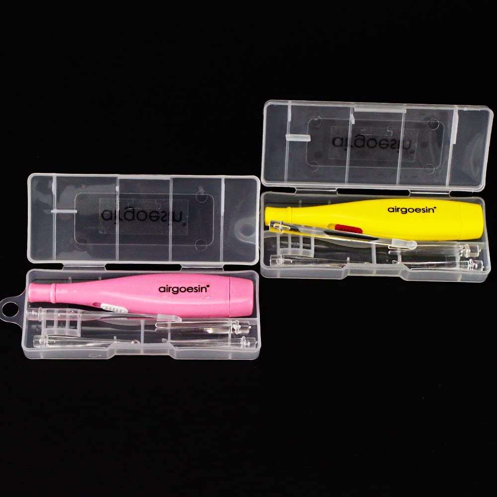 Airgoesin 2 Lighted Tonsil Stone Remove Tool, 10 Tips, Tonsillolith Pick + Case Oral Clean Longer Attachment