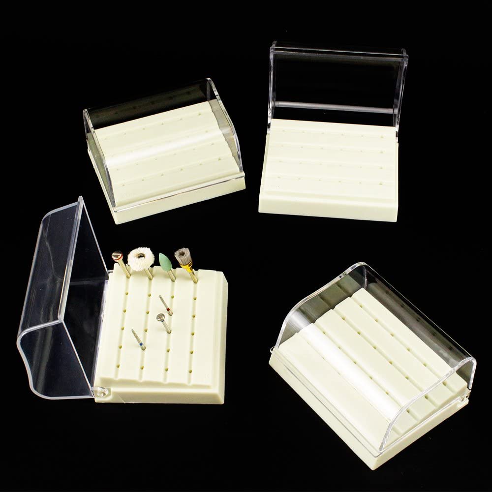 Airgoesin 4pcs Dental Plastic FG RA Burs Drill Polisher Holder Block Case Stand 24 Holes Slots