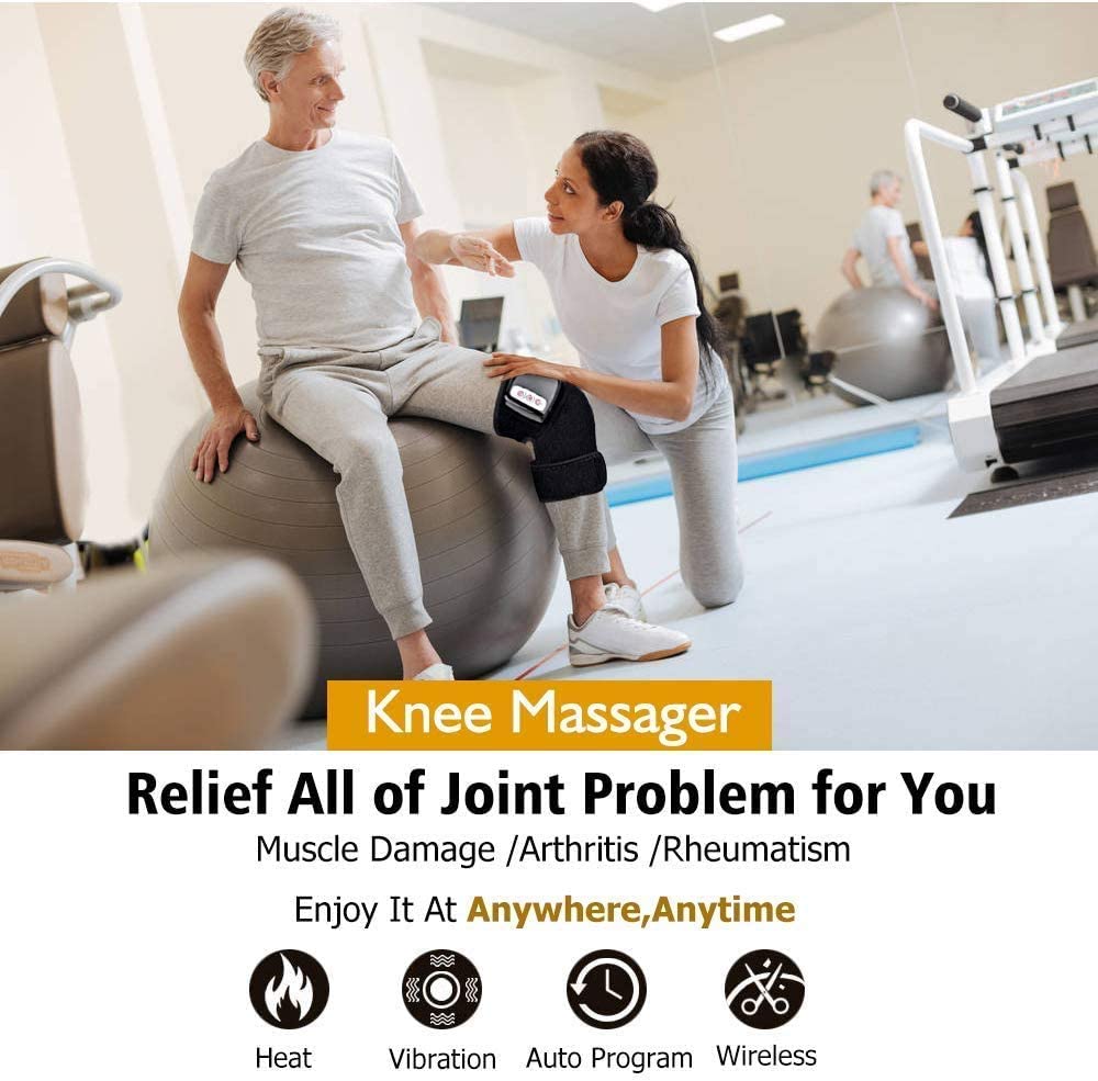 Heated and Vibration Knee Massager Brace Wrap, Electric Heating Vibration Knee Joint Pad Brace Massage Therapy Legs Massager